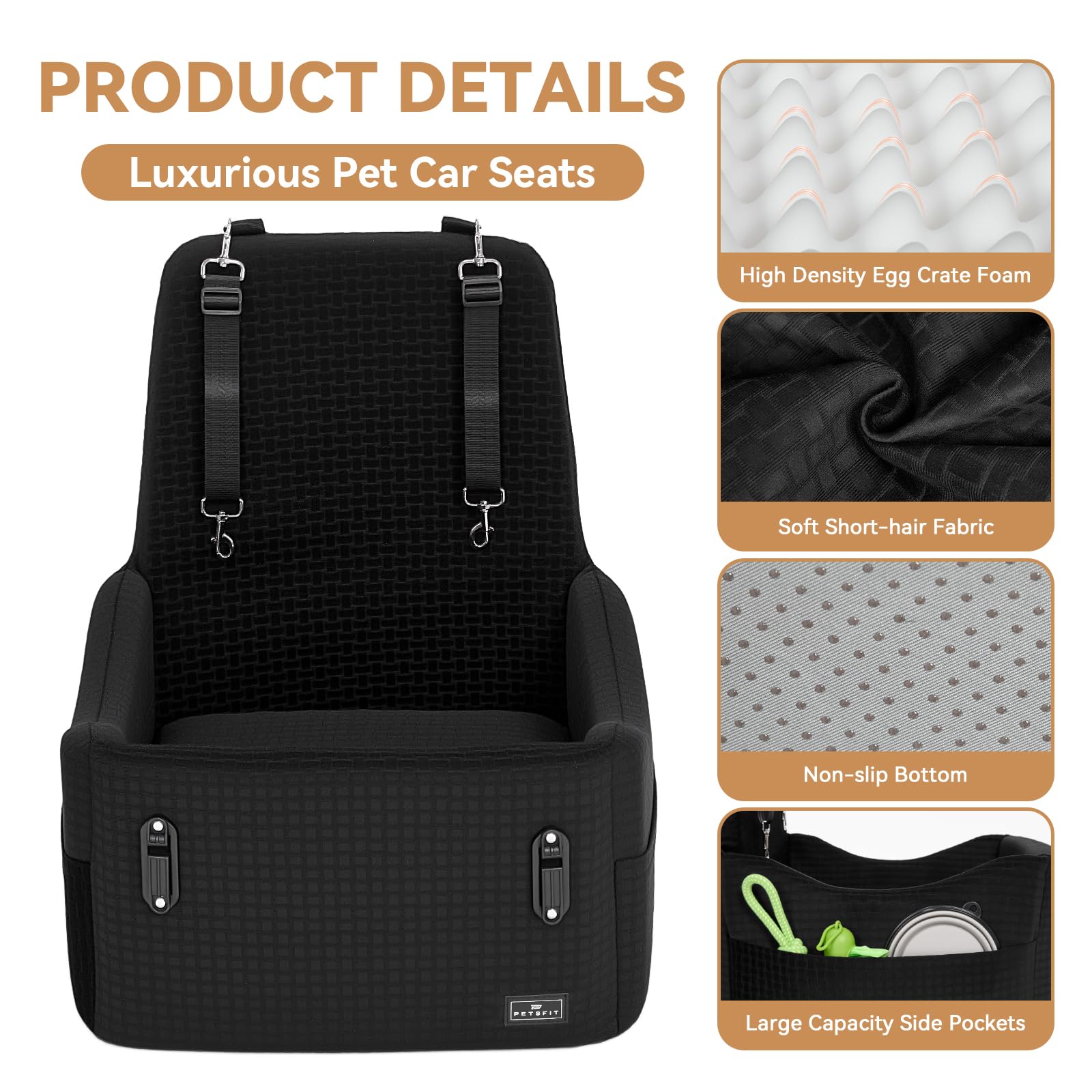 Petsfit seatback protector guards upholstery from dirt.