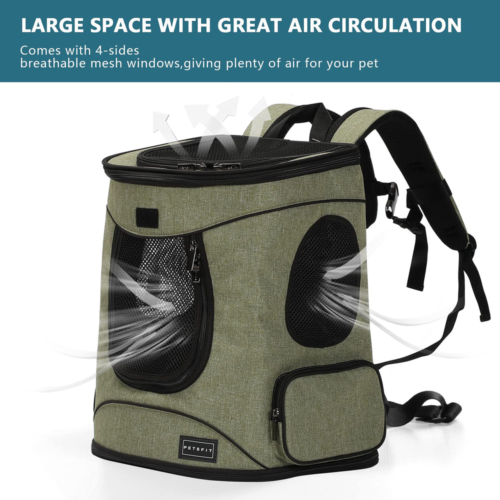 Petsfit security features show lockable zipper and built-in safety belt.