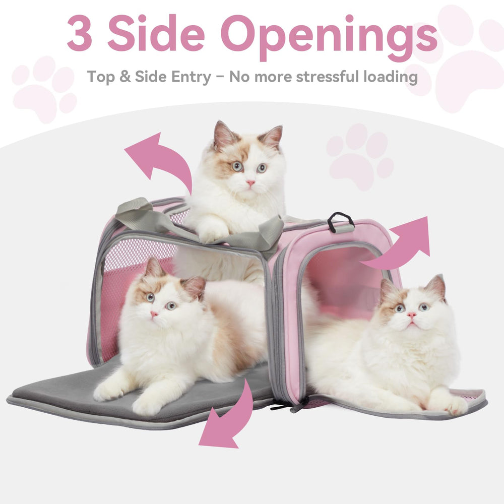 Petsfit three-way entry cat carrier enables gentle loading from top or sides