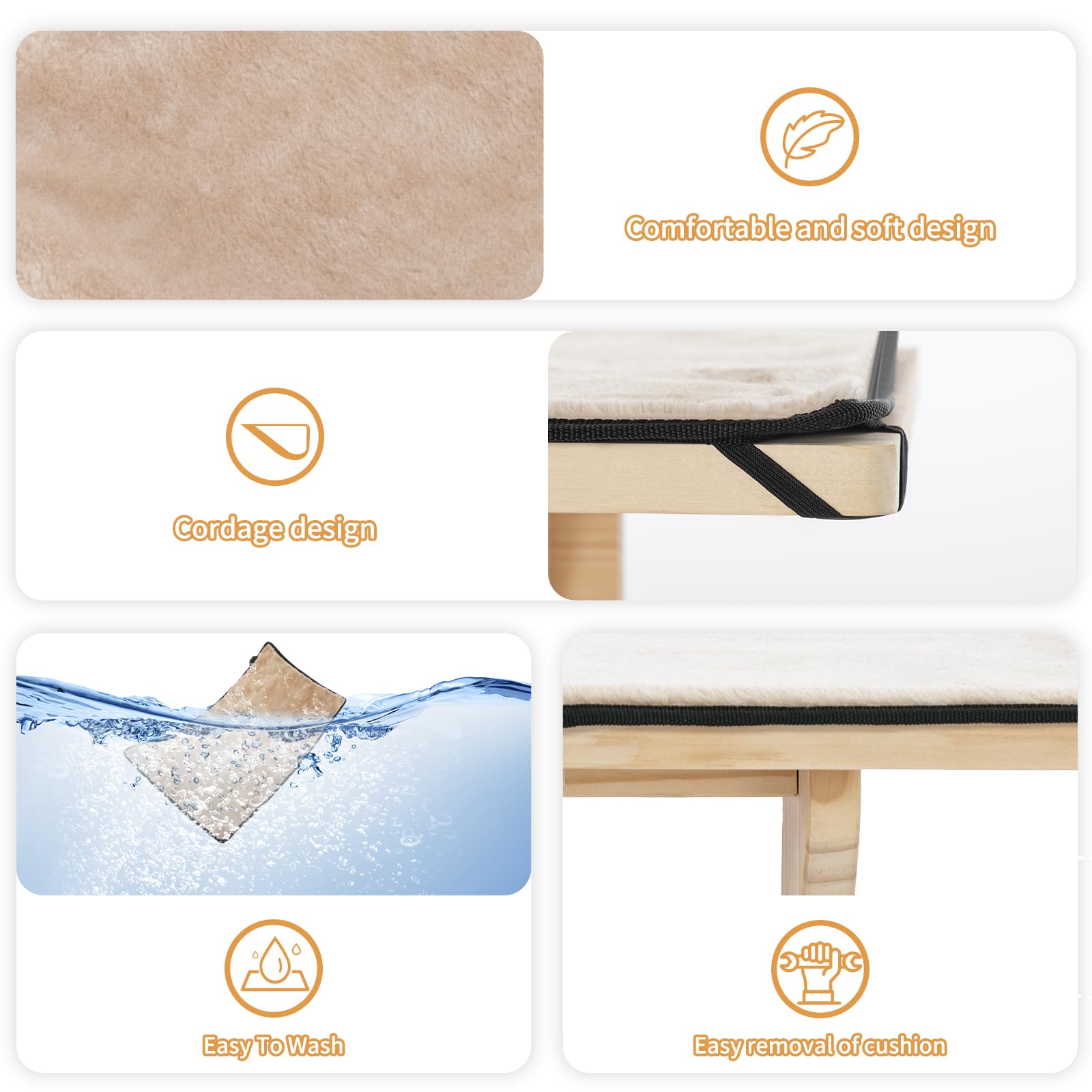 Petsfit washable cushion close-up emphasizing easy cleaning