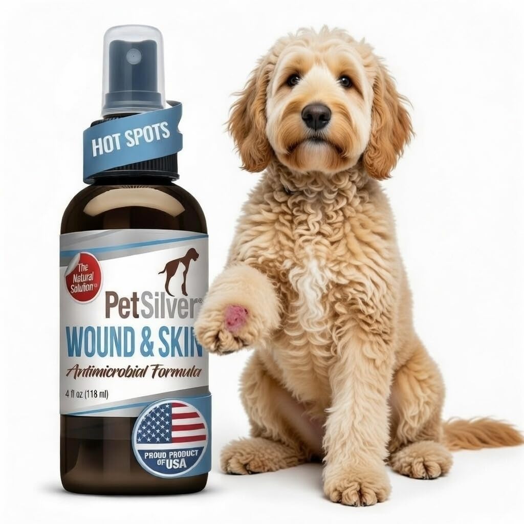 PetSilver antibacterial wound spray bottle for dogs provides soothing antiseptic care