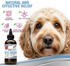 PetSilver Eye Drops application demonstrates easy daily use for pet eye care.