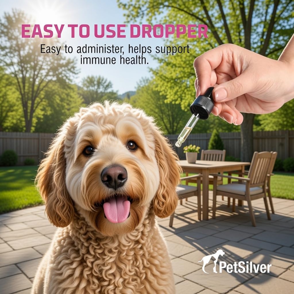Petsilver Immune Support bottle close-up highlights chelated silver formula