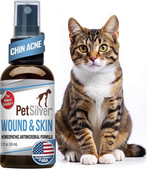 PetSilver Wound and Skin Spray bottle close-up for gentle cat wound care.