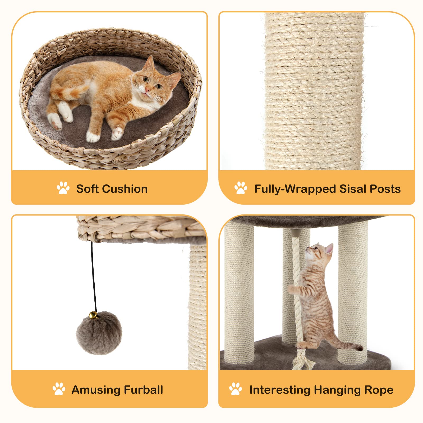 PETSITE hand-woven water hyacinth condo provides a cozy nap space.