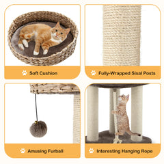 PETSITE hand-woven water hyacinth condo provides a cozy nap space.