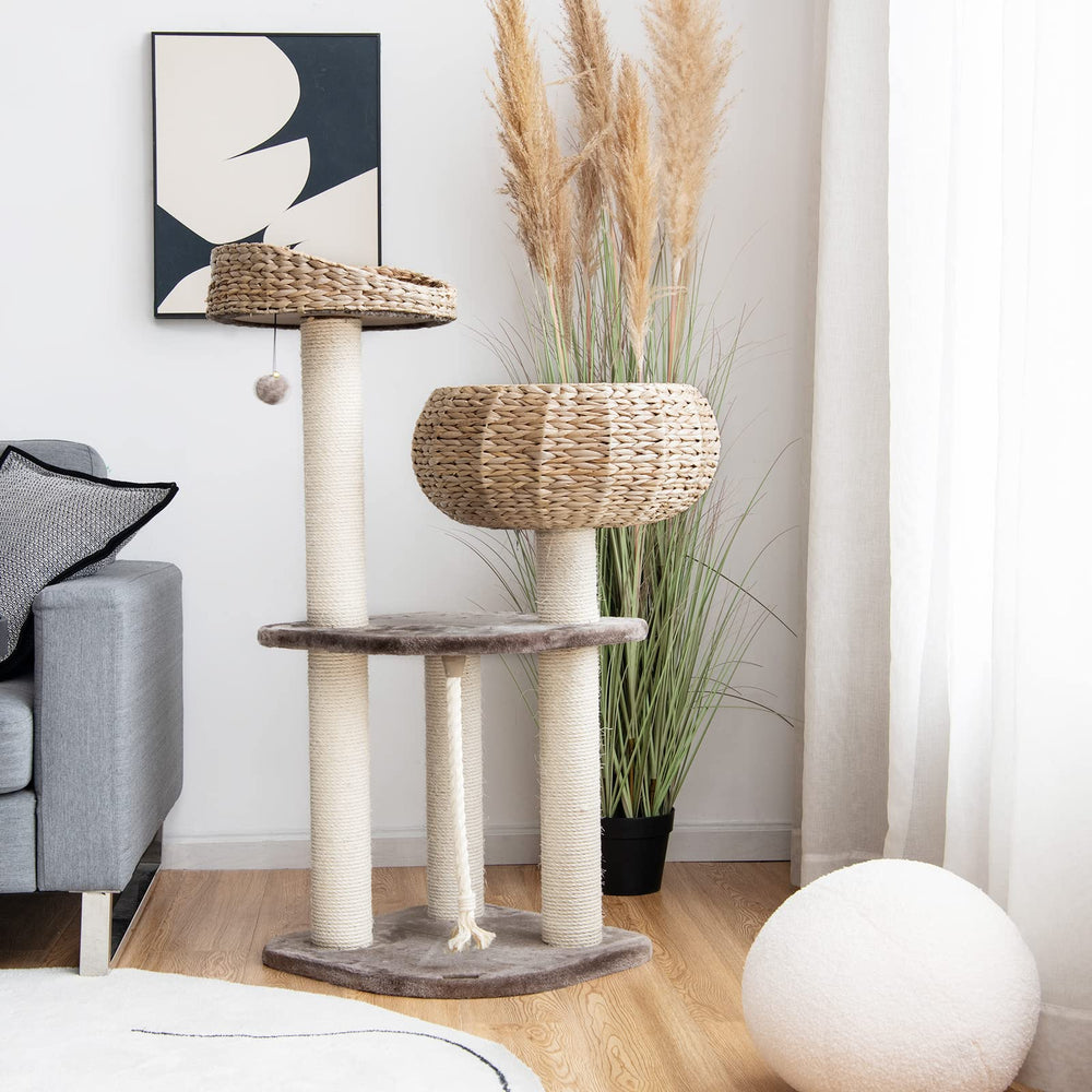 PETSITE sturdy MDF frame keeps the cat tree stable during activity.