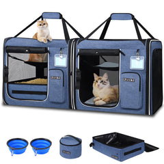 Petskd 2in1 double cat travel carrier setup shows space for two cats on the road.