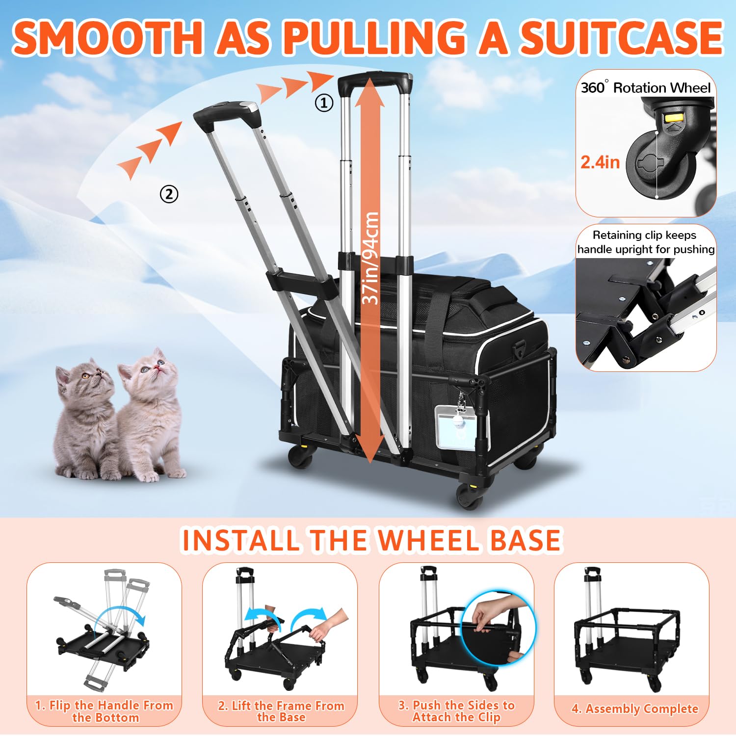 Petskd built-in leash clip and safety zippers keep pets secure