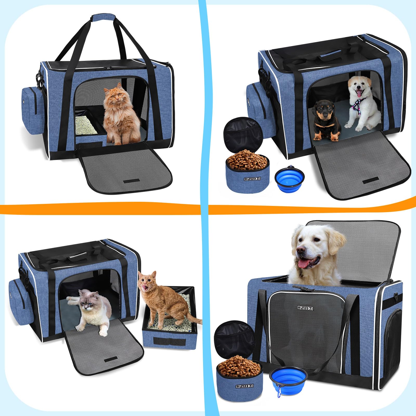 Petskd car travel anchors and shoulder strap provide secure transport