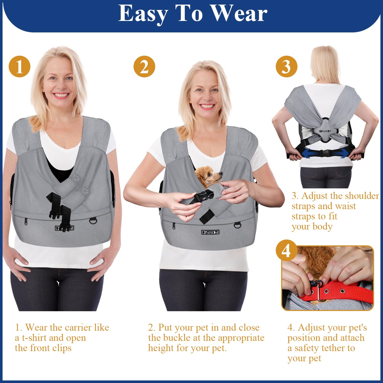 Petskd cat sling front pocket stores essentials during strolls