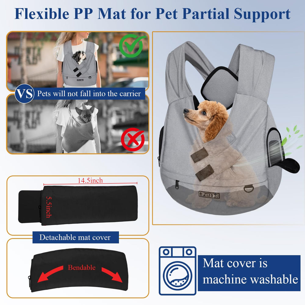Petskd dog sling bottom mat provides stable resting surface during errands