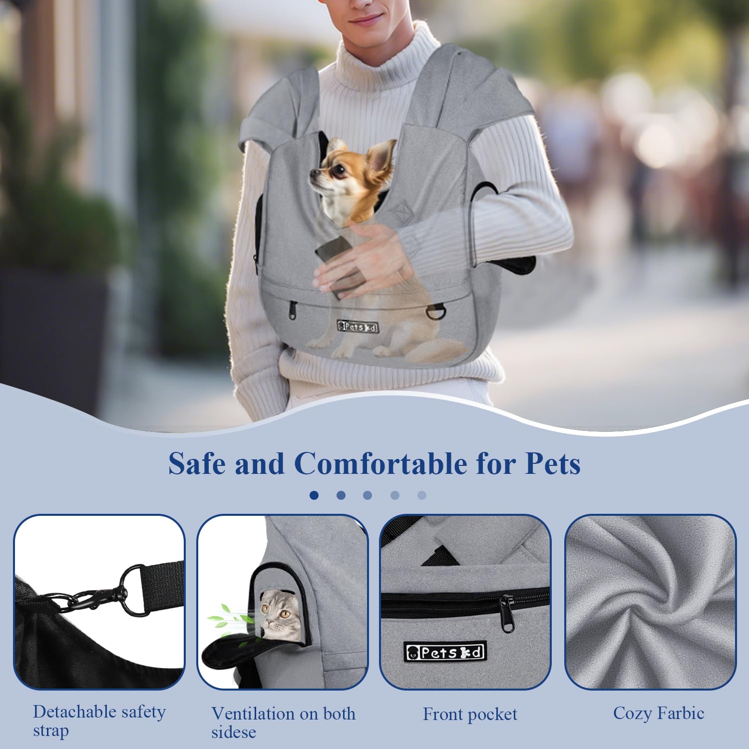 Petskd dog sling ventilation windows ensure airflow on hot days