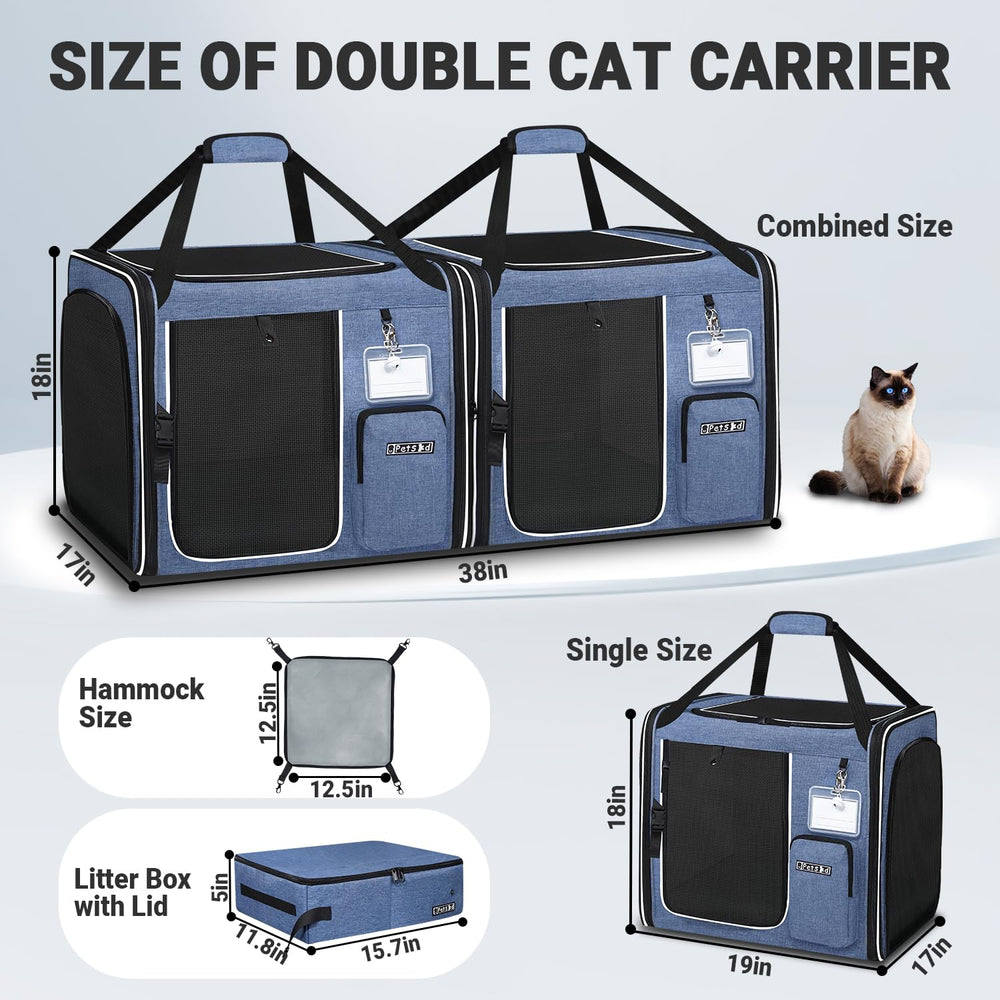 Petskd double cat carrier folded for compact storage and quick setup.