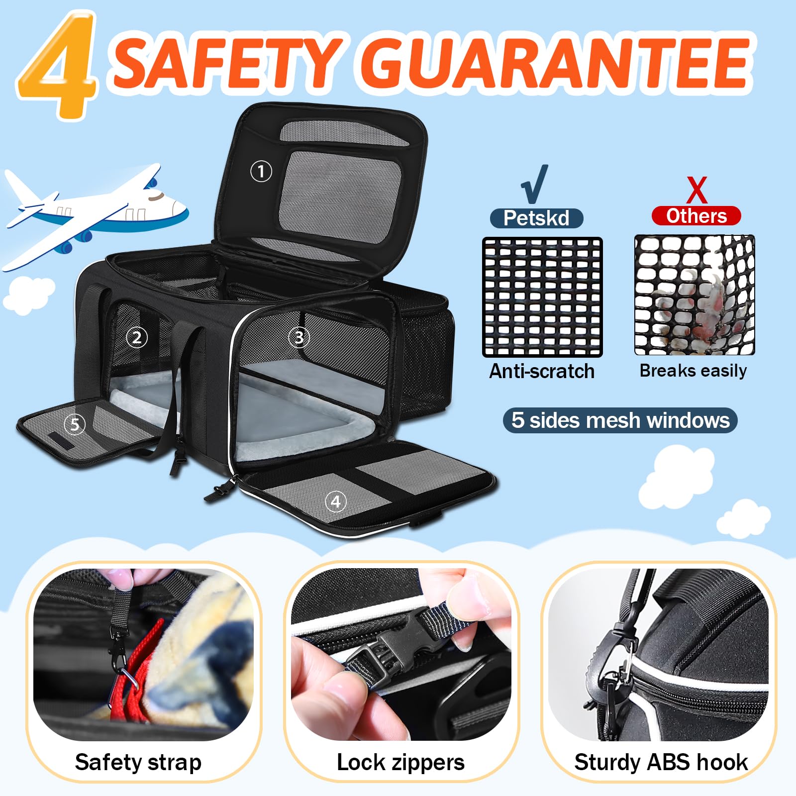 Petskd durable waterproof polyester material resists wear