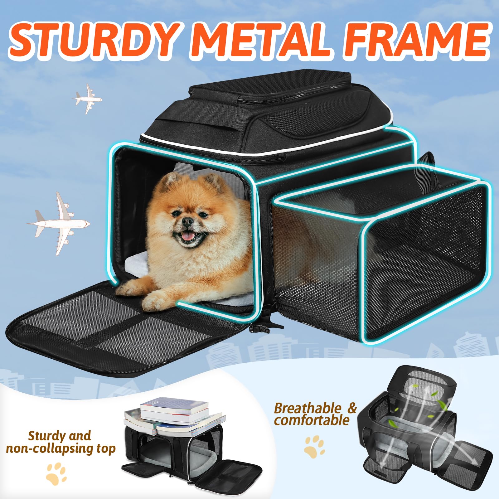Petskd expanded space top and side panel for more room