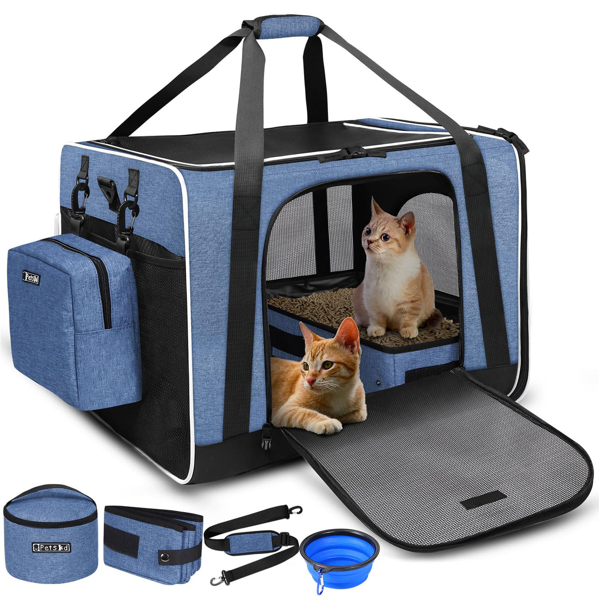 Petskd extra-large cat carrier front view showing spacious interior for large cats