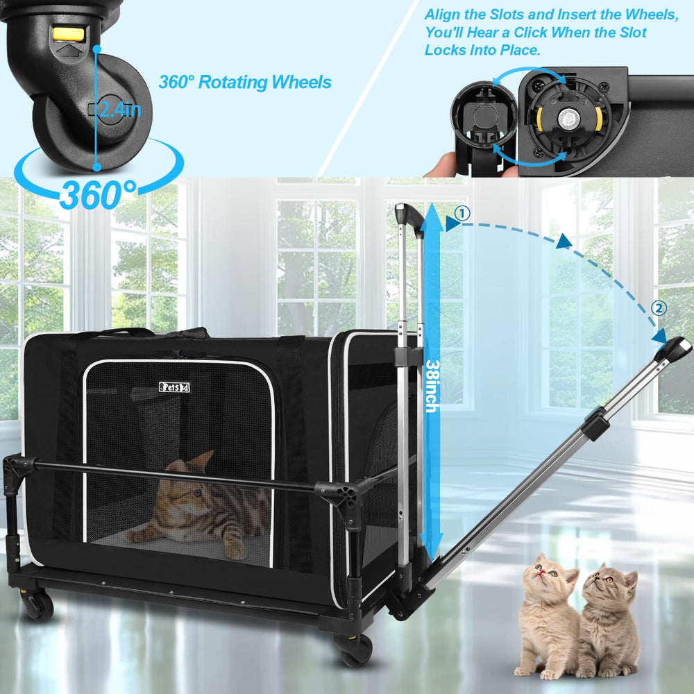 Petskd extralarge cat carrier car travel setup with seat anchors for secure journeys.