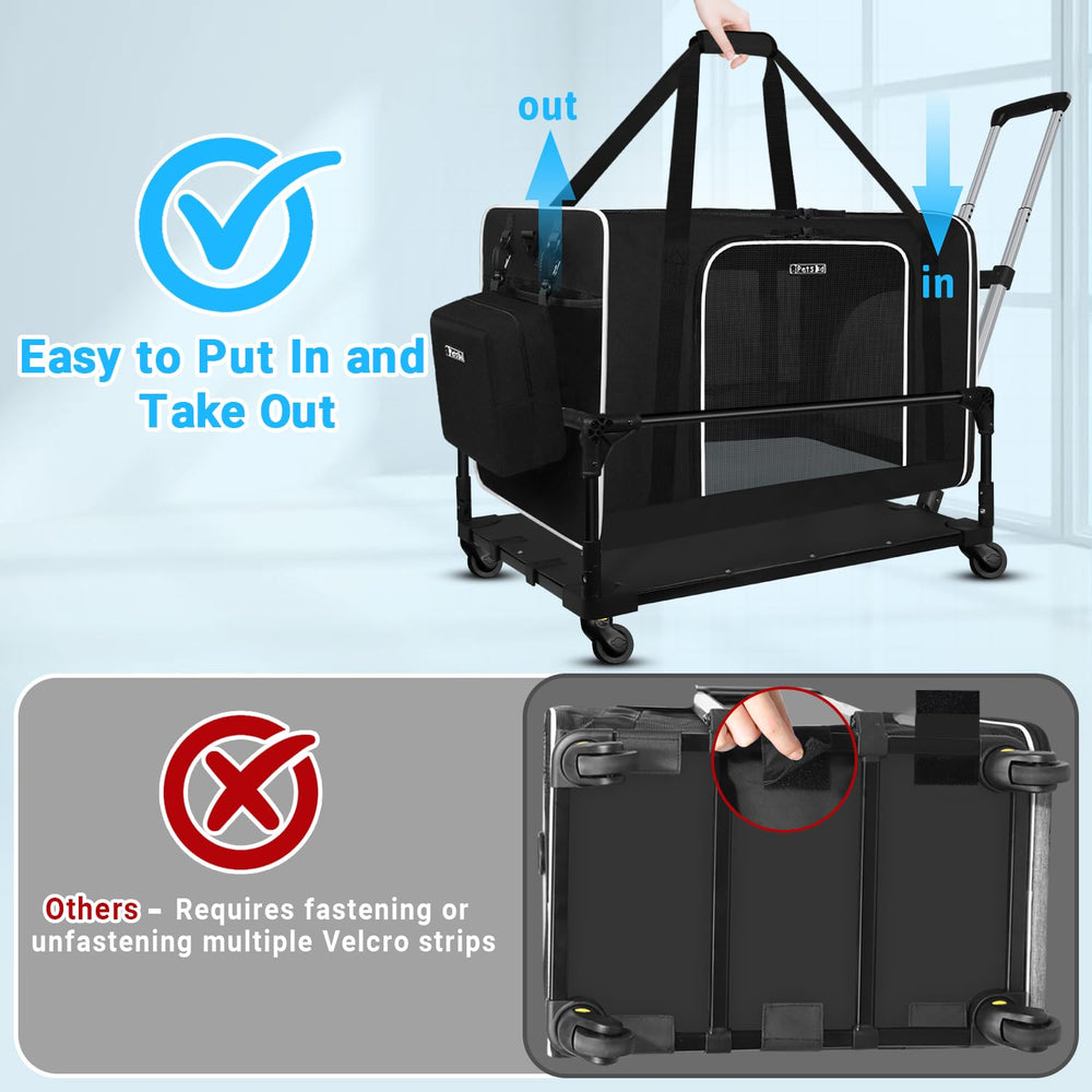 Petskd extralarge cat carrier includes travel litter box for on the go waste management.