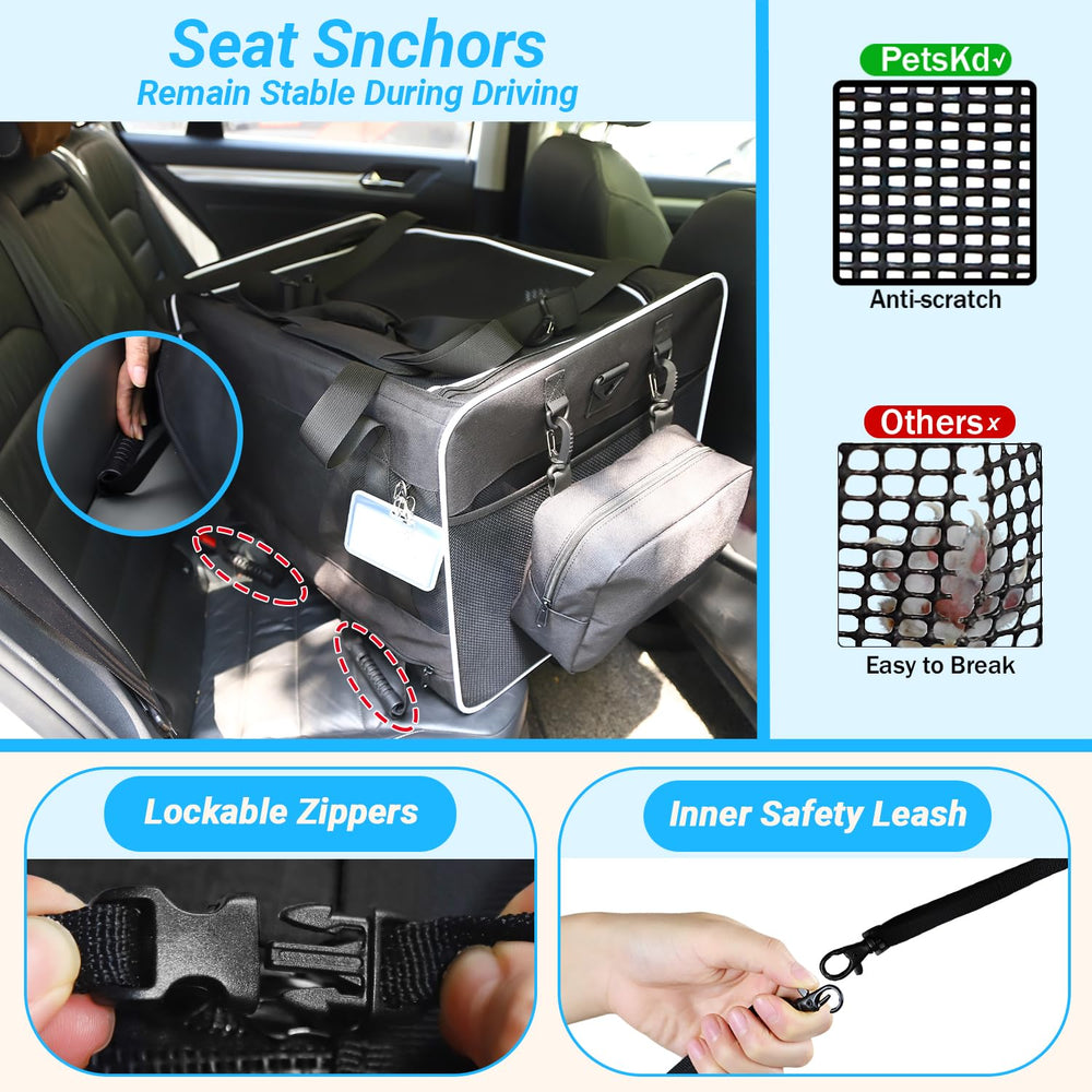 Petskd extralarge cat carrier lockable zippers improve pet safety during transit.