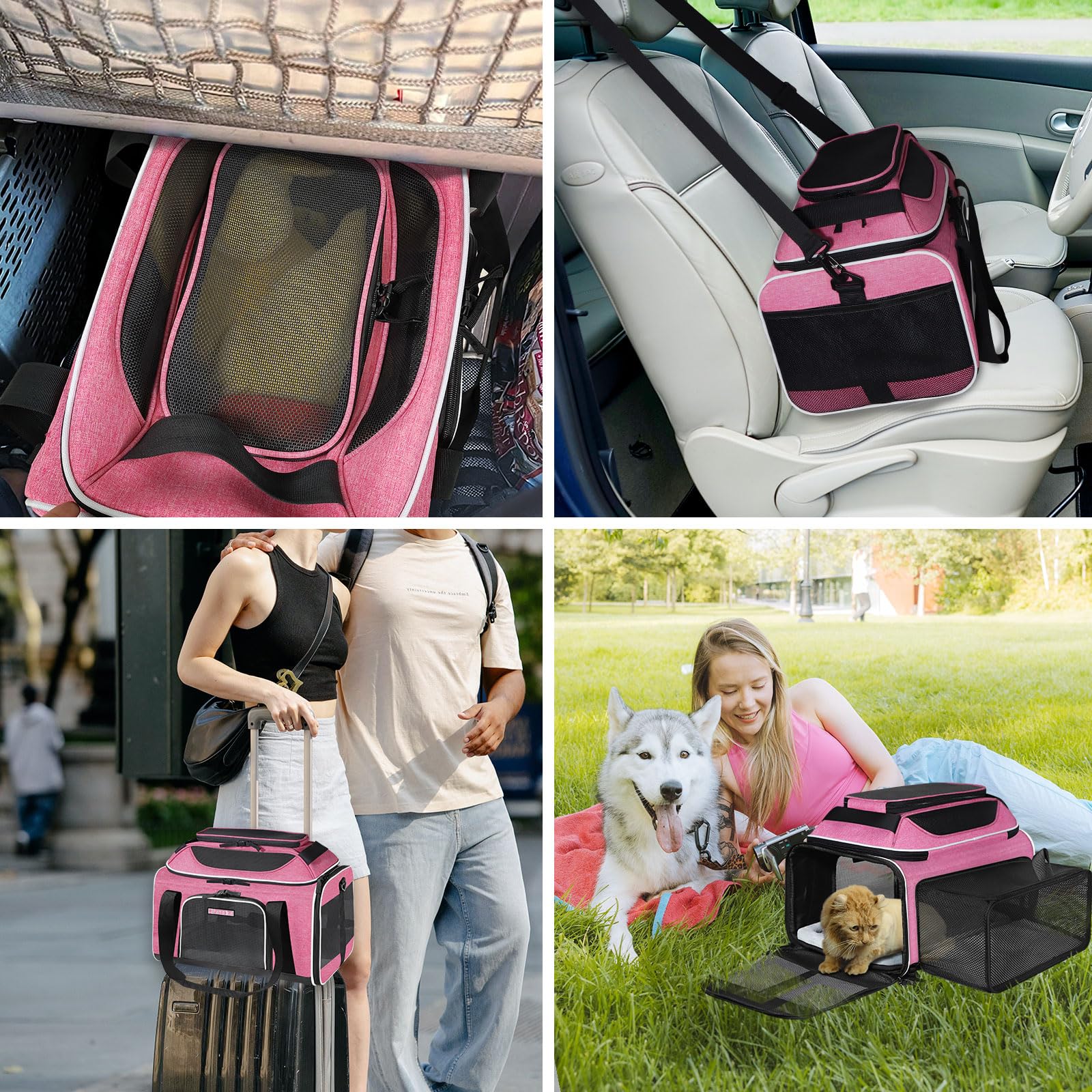 Petskd pink soft carrier with anti-scratch mesh for stress-free travel