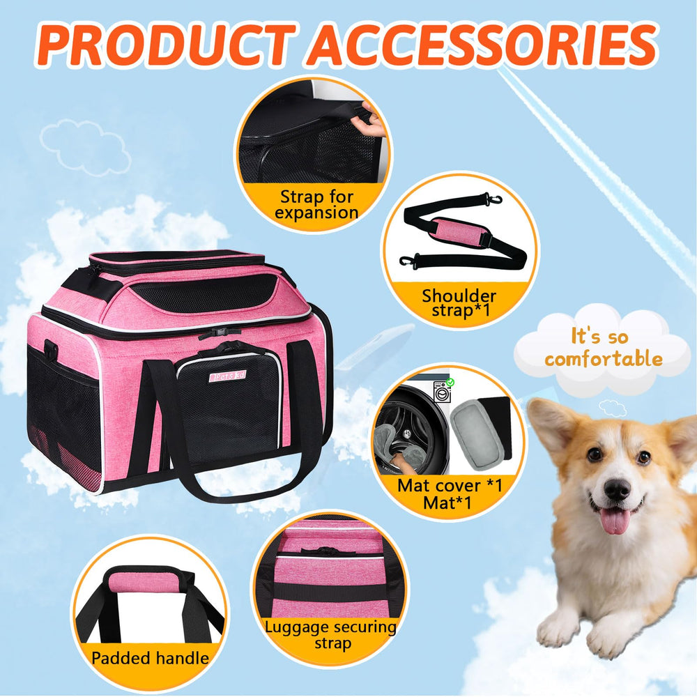 Petskd safe locking zippers keep pets secure in pink carrier