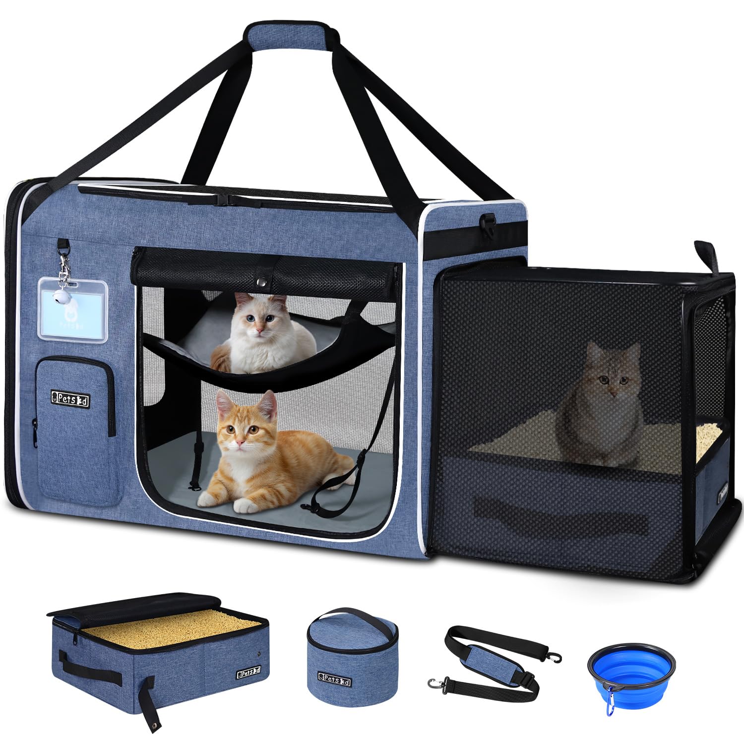 Petskd side expandable XL cat carrier outer view for spacious travel