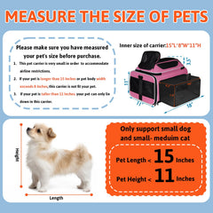 Petskd soft-sided pink carrier with five ventilated sides for breathability