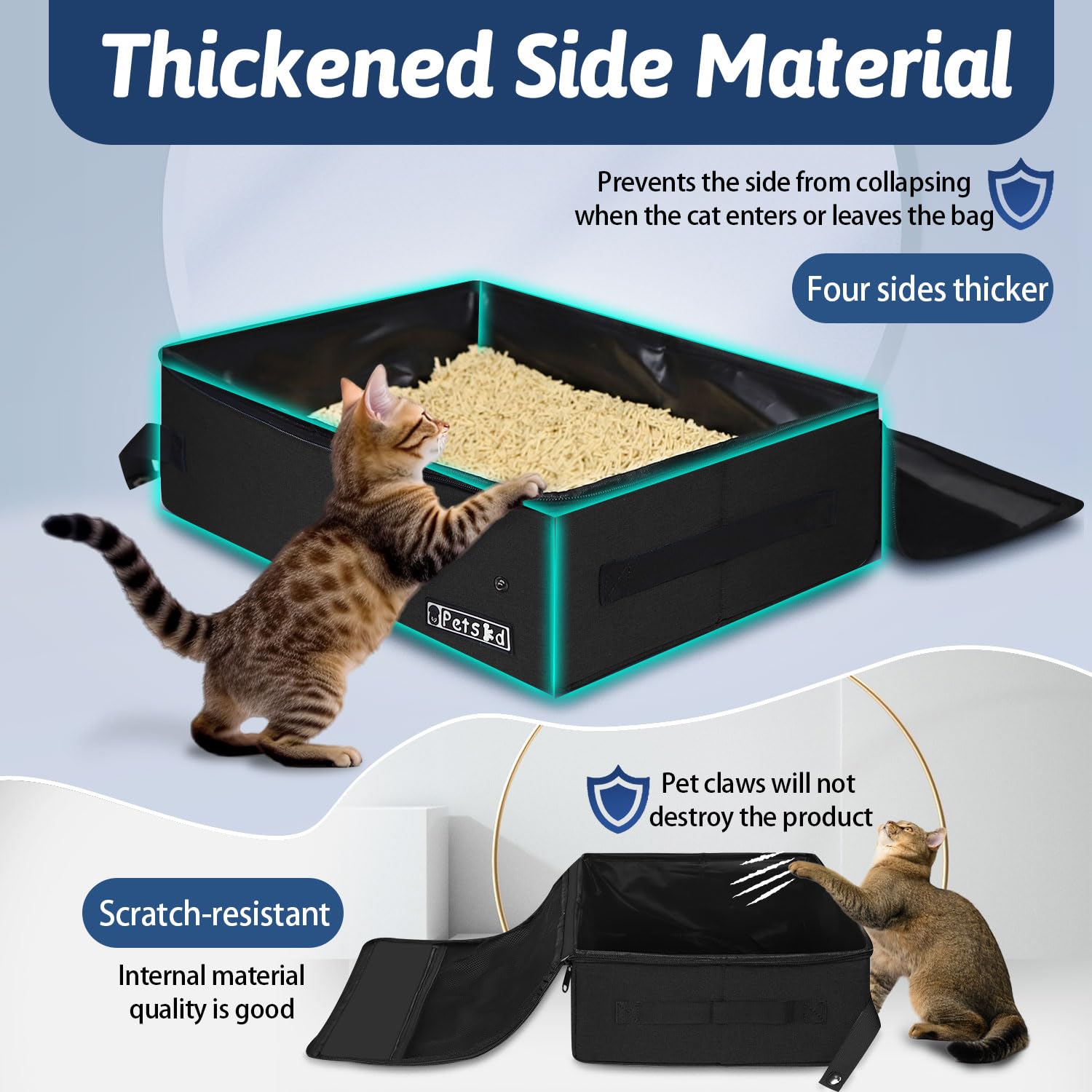 Petskd sturdy lightweight litter box with reinforced sides for secure use.