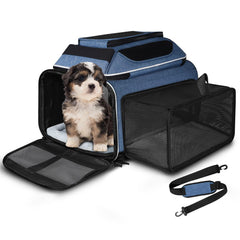 Petskd top view of expandable carrier showing extra space for comfort during travel