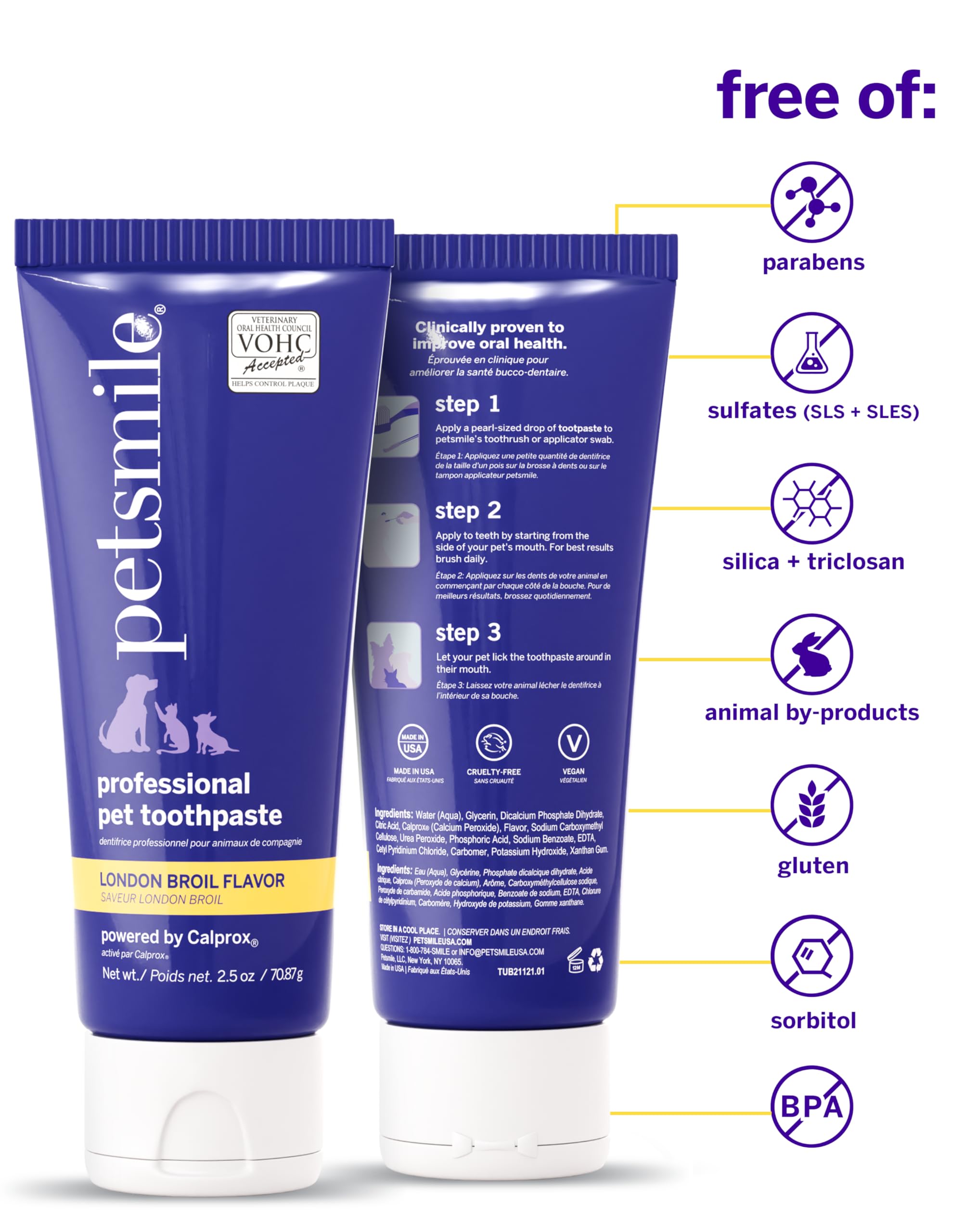 Petsmile applied on teeth with a relaxed, smiling pet enjoying the taste-friendly care.