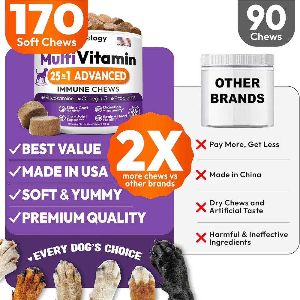 Petsology dog multivitamin chewables dog eating to show usage