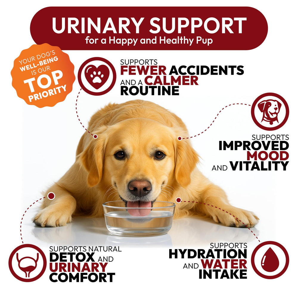 Petsology Dog UTI Chews dog eating action — tasty daily chew for urinary wellness.