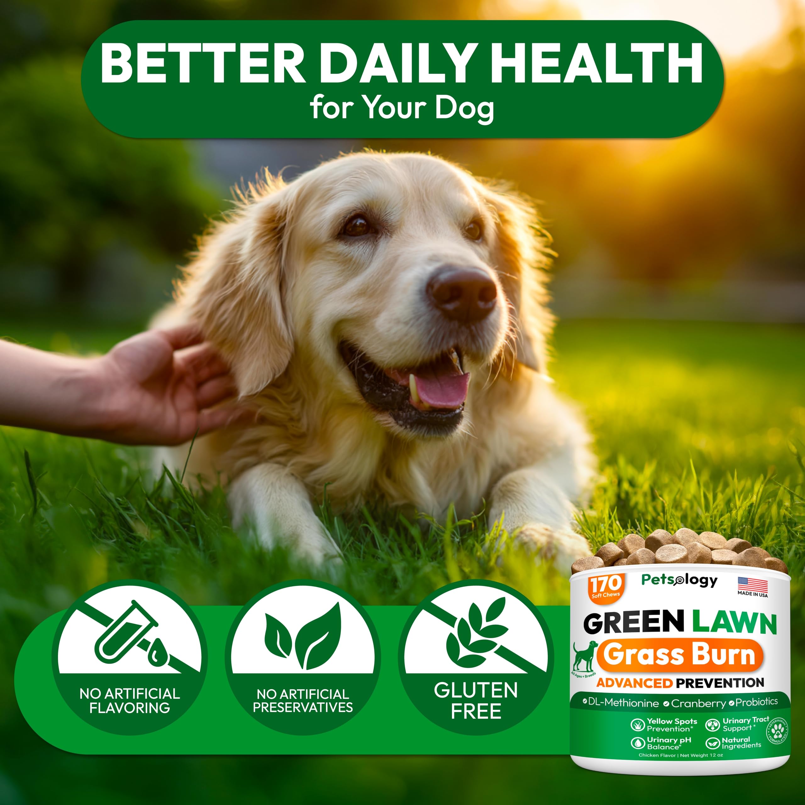 Petsology USA-made facility label communicates safety standards.