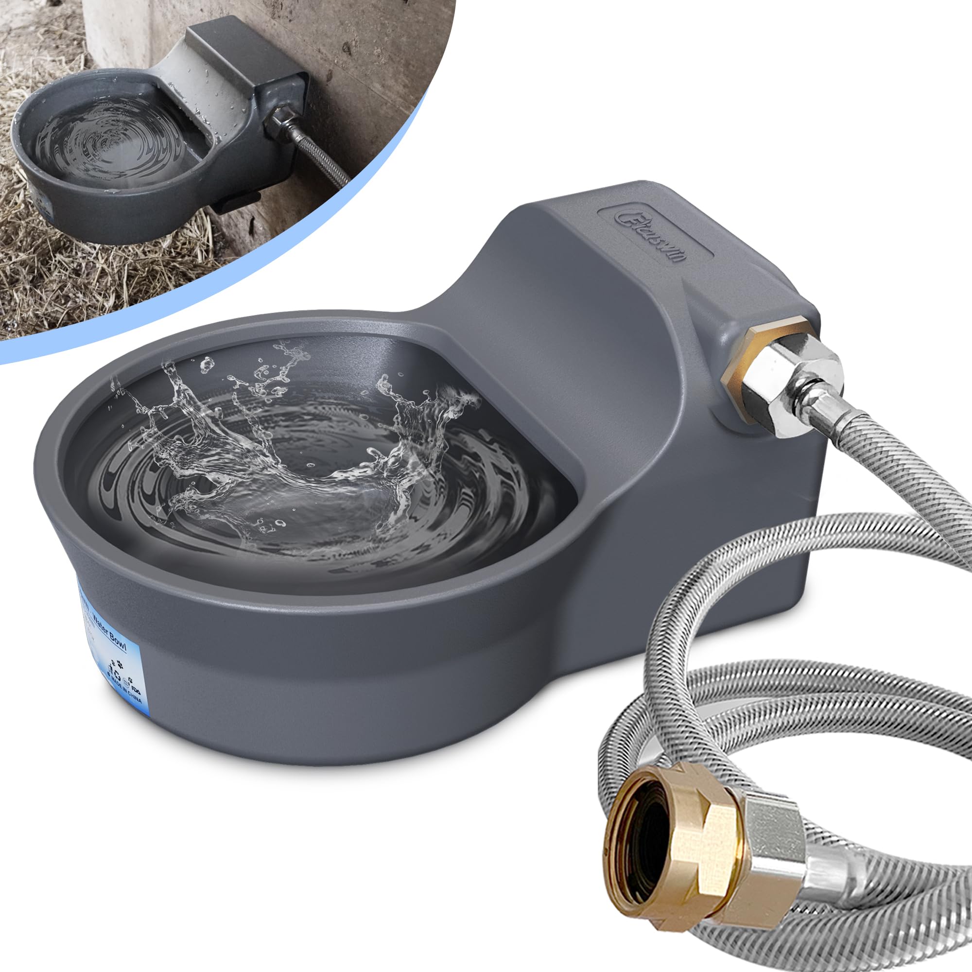 PETSOLON automatic water dispenser with anti-tip bracket for secure outdoor use