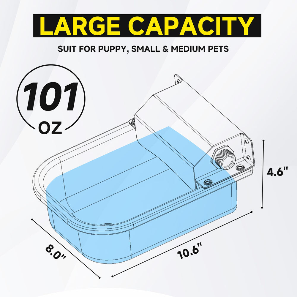 PETSOLON large-capacity 101oz feeder reduces frequent refills for multiple animals.