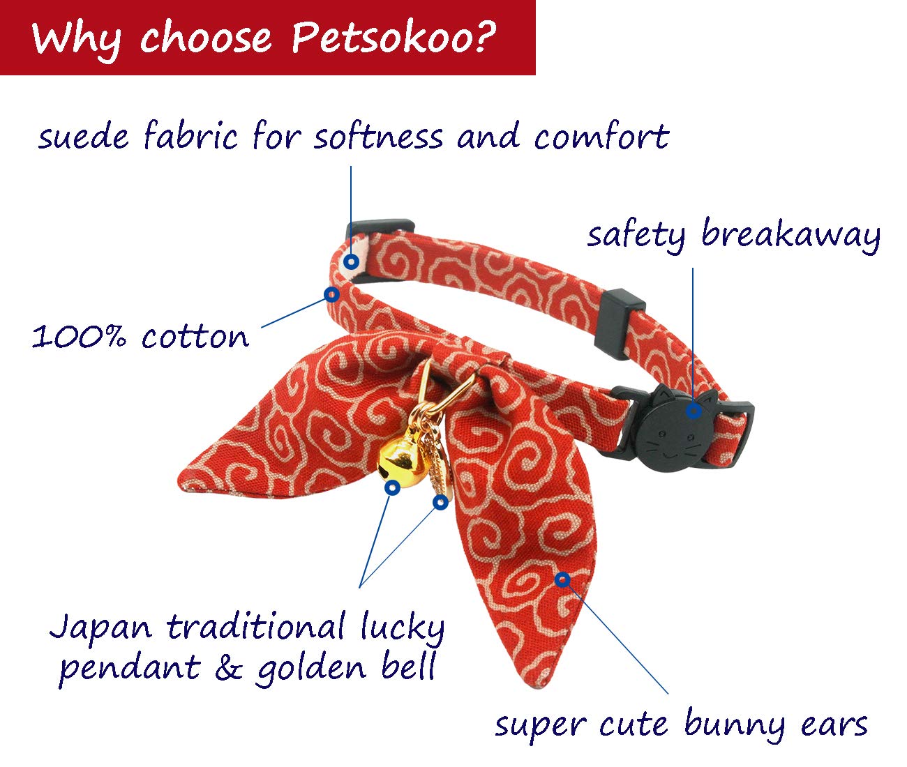 PetSoKoo bowtie detail keeps your cat stylish during photos and outings.