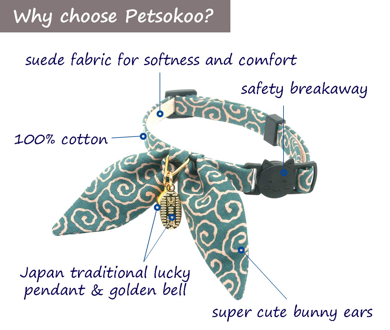 PetSoKoo Open Three Luck charm accent for a playful look on cats.