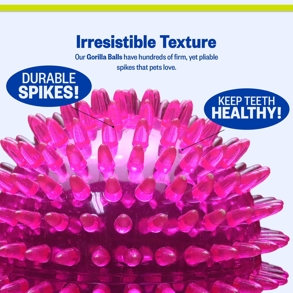 PetSport Gorilla Spiky Ball closeup shows textured spikes for engagement.