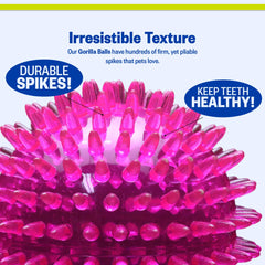 PetSport Gorilla Spiky Ball closeup shows textured spikes for engagement.