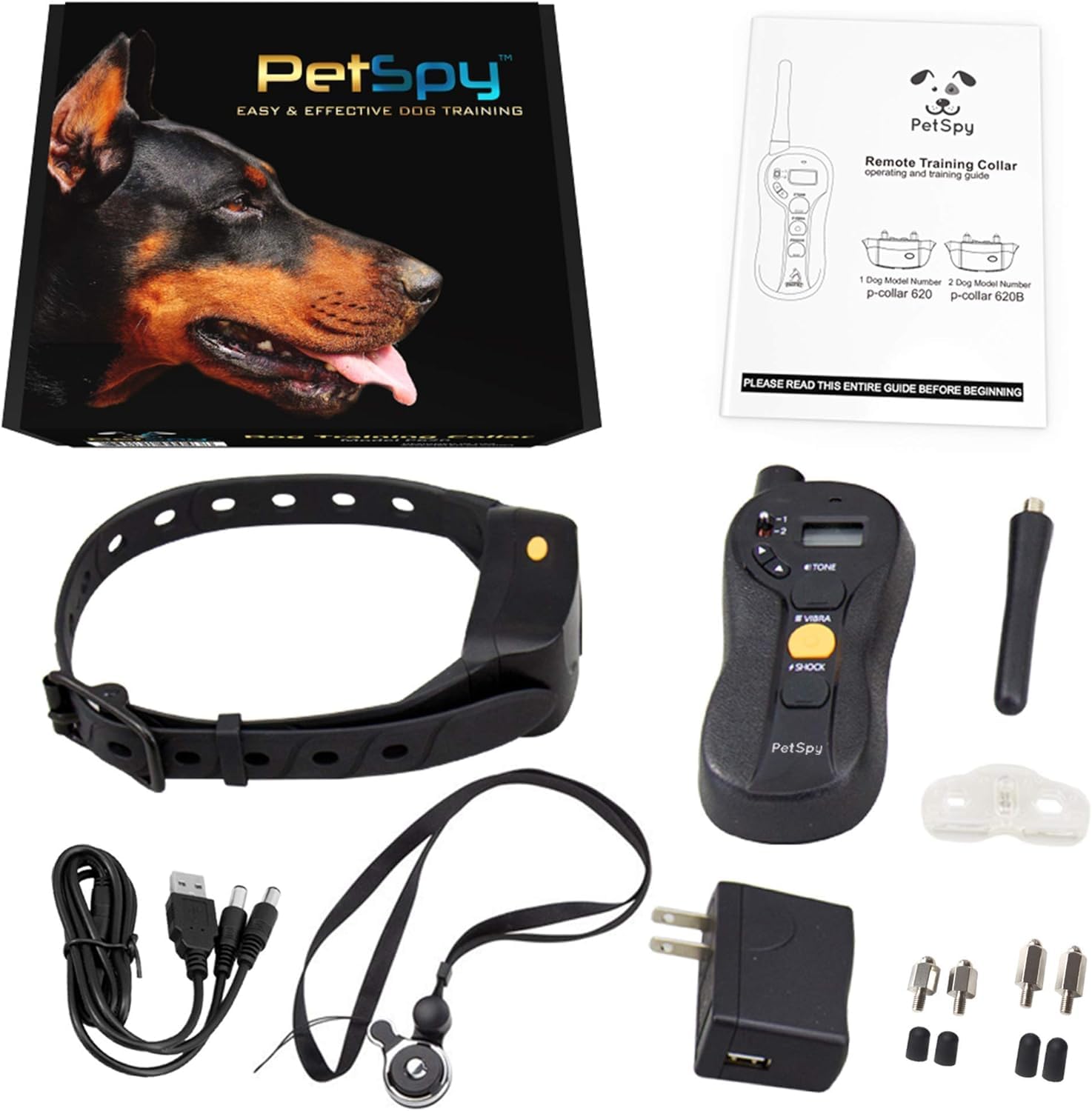 PetSpy rechargeable battery charging the dog collar for extended sessions