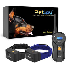 PetSpy remote control for dog training with adjustable levels and modes.