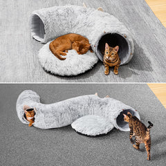 Petsta cat tunnel assembly shows easy setup without tools for quick play.