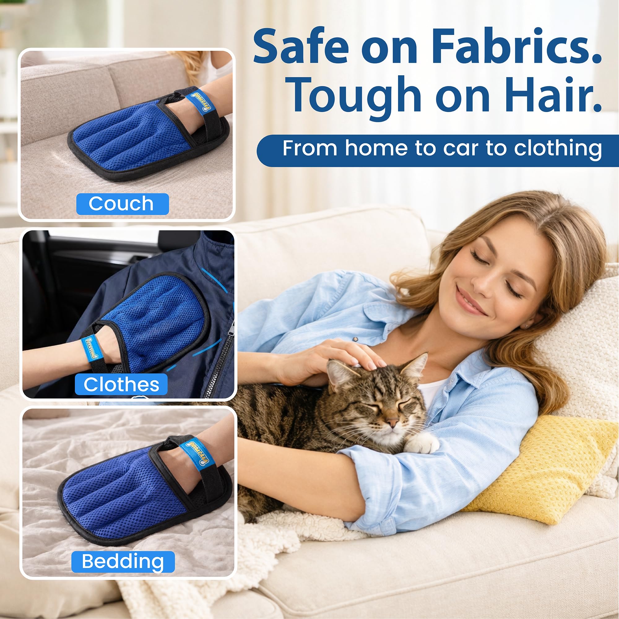 PETSTOND Reusable fur remover mitt, versatile for fabrics.