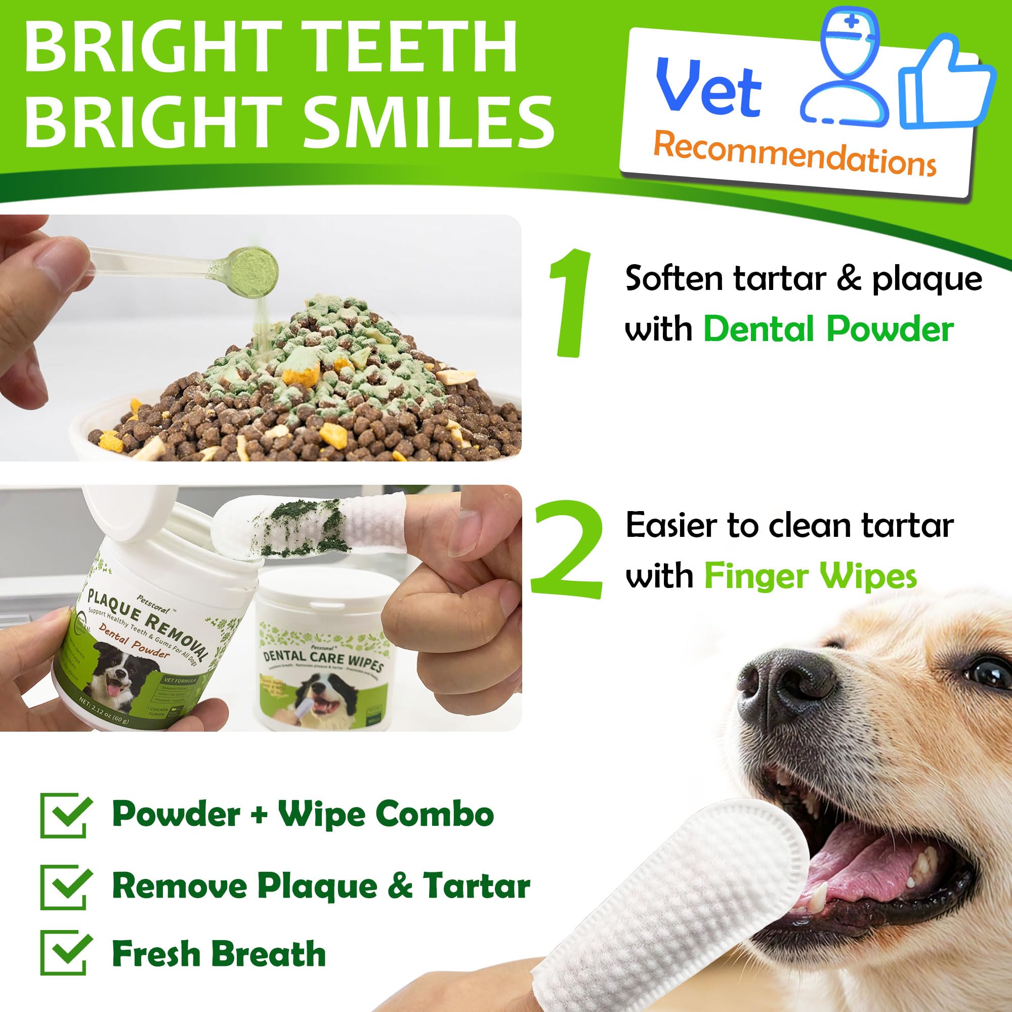 Petstoral dental wipes used on cats for comfortable teeth cleaning.