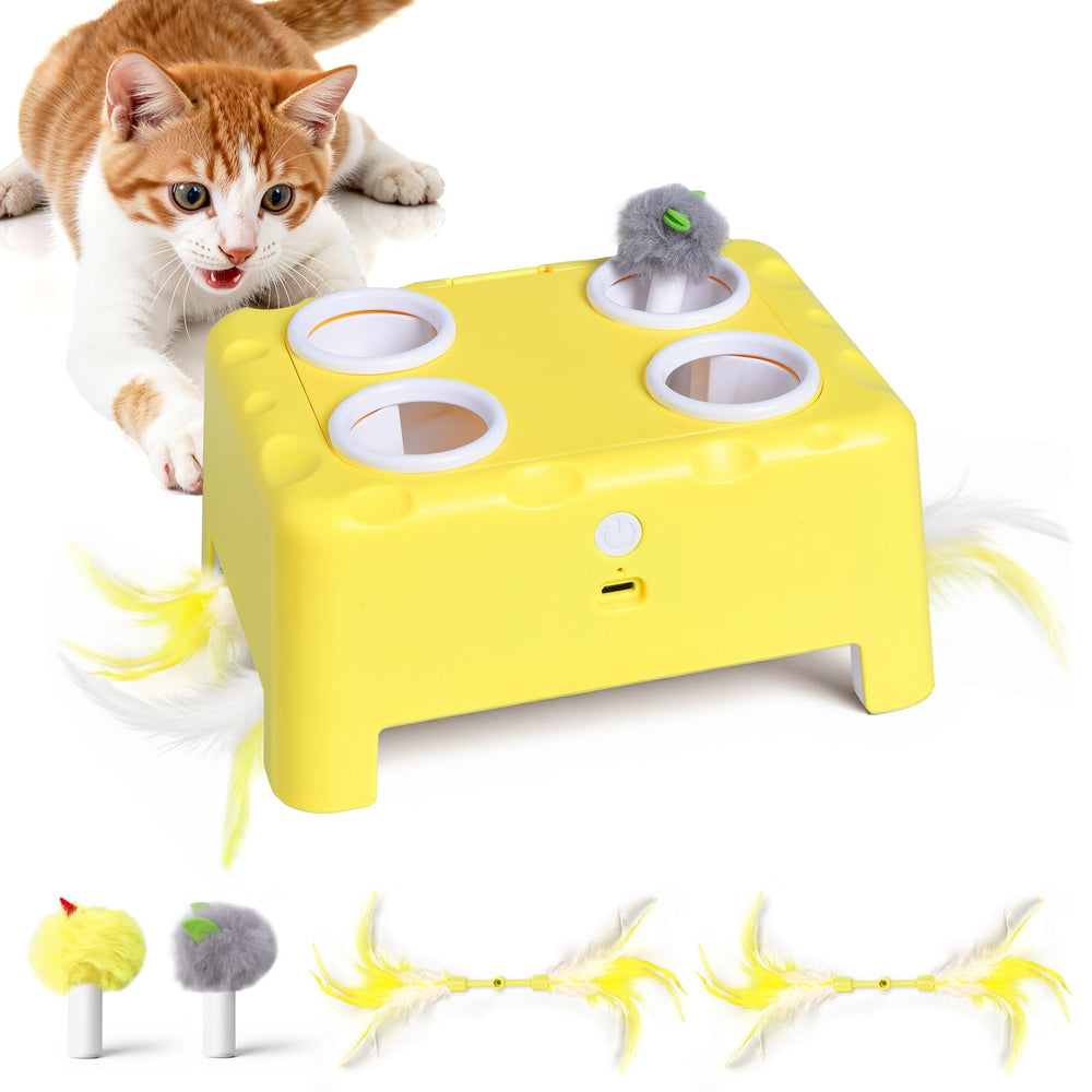 PETSWEET Cheese Box 4-hole whack-a-mole base ready for play