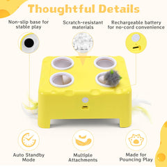 PETSWEET Cheese Box feather attachment setup for interactive hunting