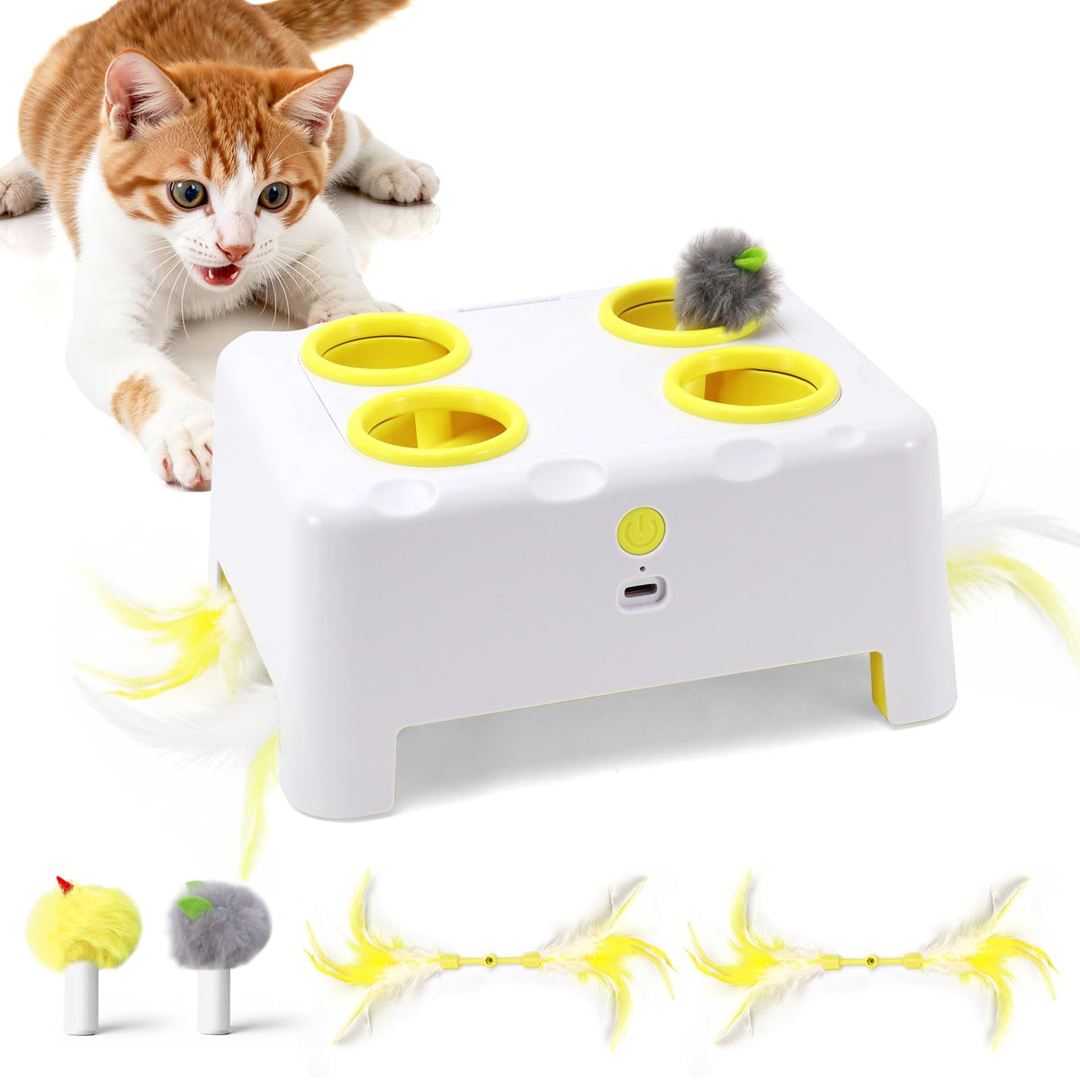 PETSWEET Cheese Box hole-design for indoor enrichment and interactive play.
