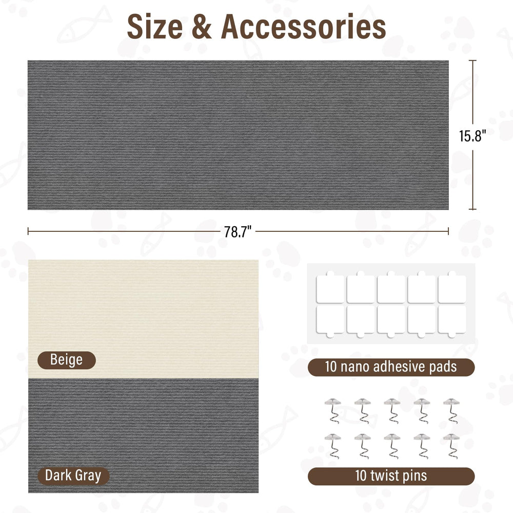 PETSWEET gray scratch mat blends with decor while protecting surfaces from daily claws.