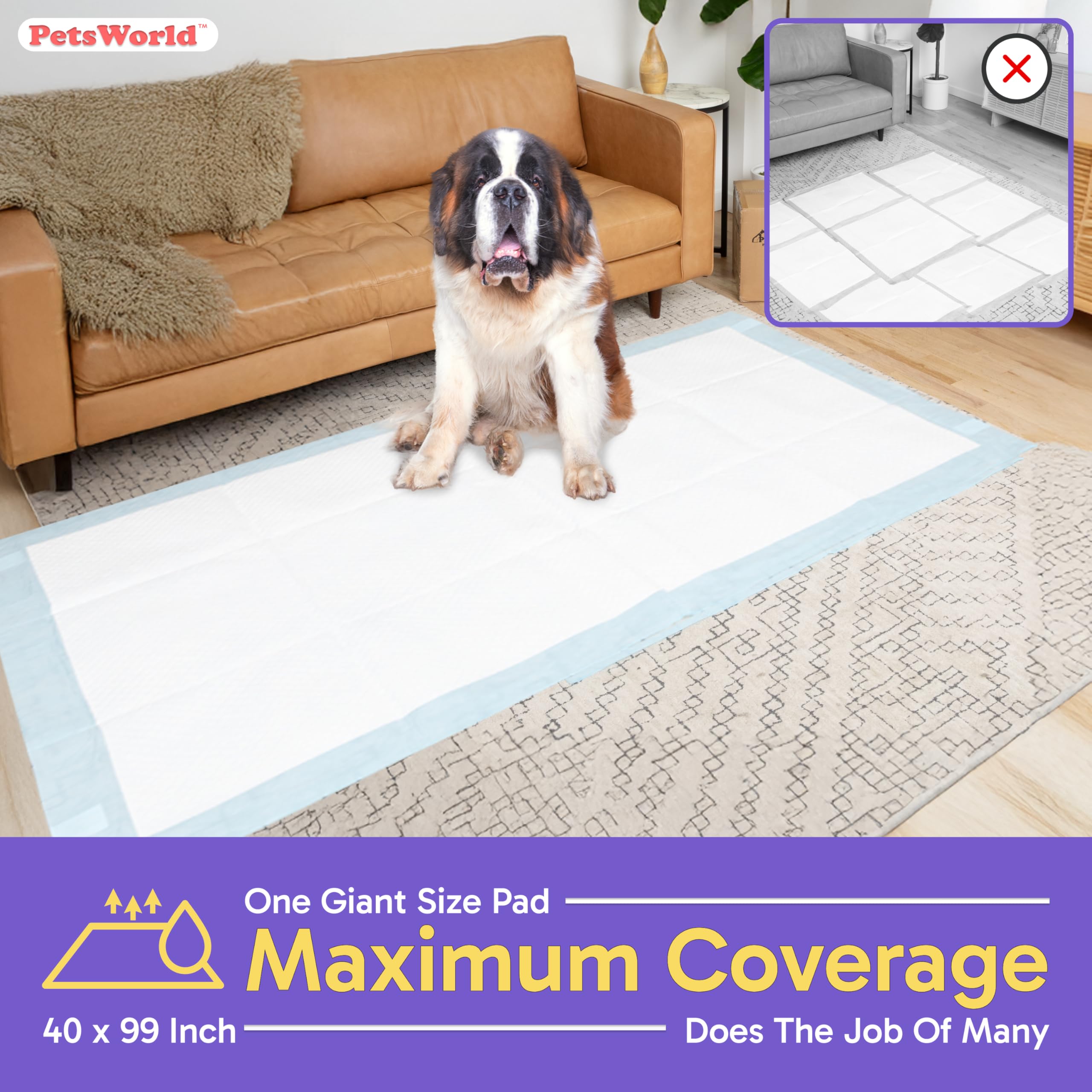 PETSWORLD adhesive sticky tape backing keeps pads securely in place.